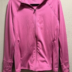 Vibrant Pink athletic jacket with Full Zipper and Raglan Sleeves